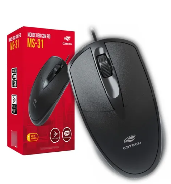 Mouse Usb C/ Fio C3Tech Ms-31bk Preto