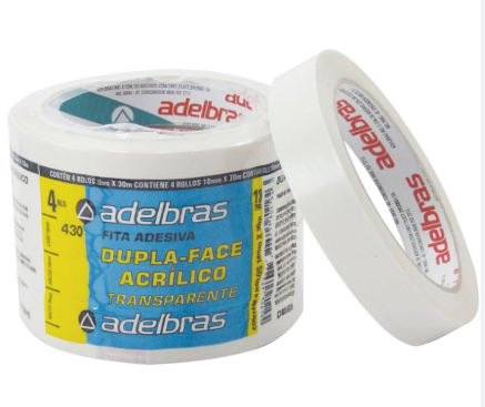 Fita Adesiva Dupla Face Polipropileno 18X30 Transparente Adelbras
