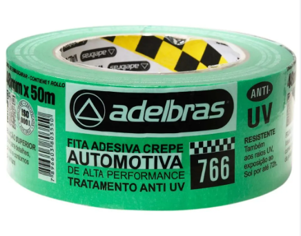 Fita Crepe Adesiva Verde 766 Automotiva Anti UV 18mmx50m