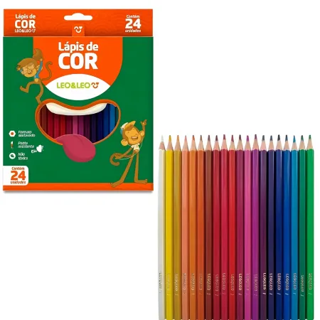 Lápis de Cor Sextavado 24 Cores LEO & LEO