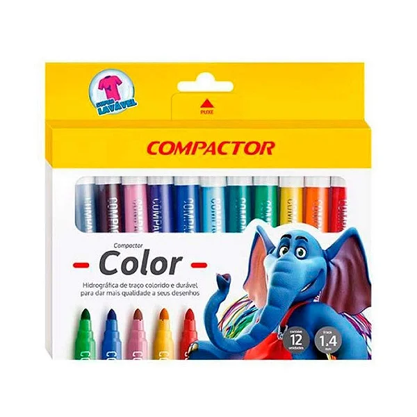 Caneta Hidrográfica Compactor Color 12 Cores