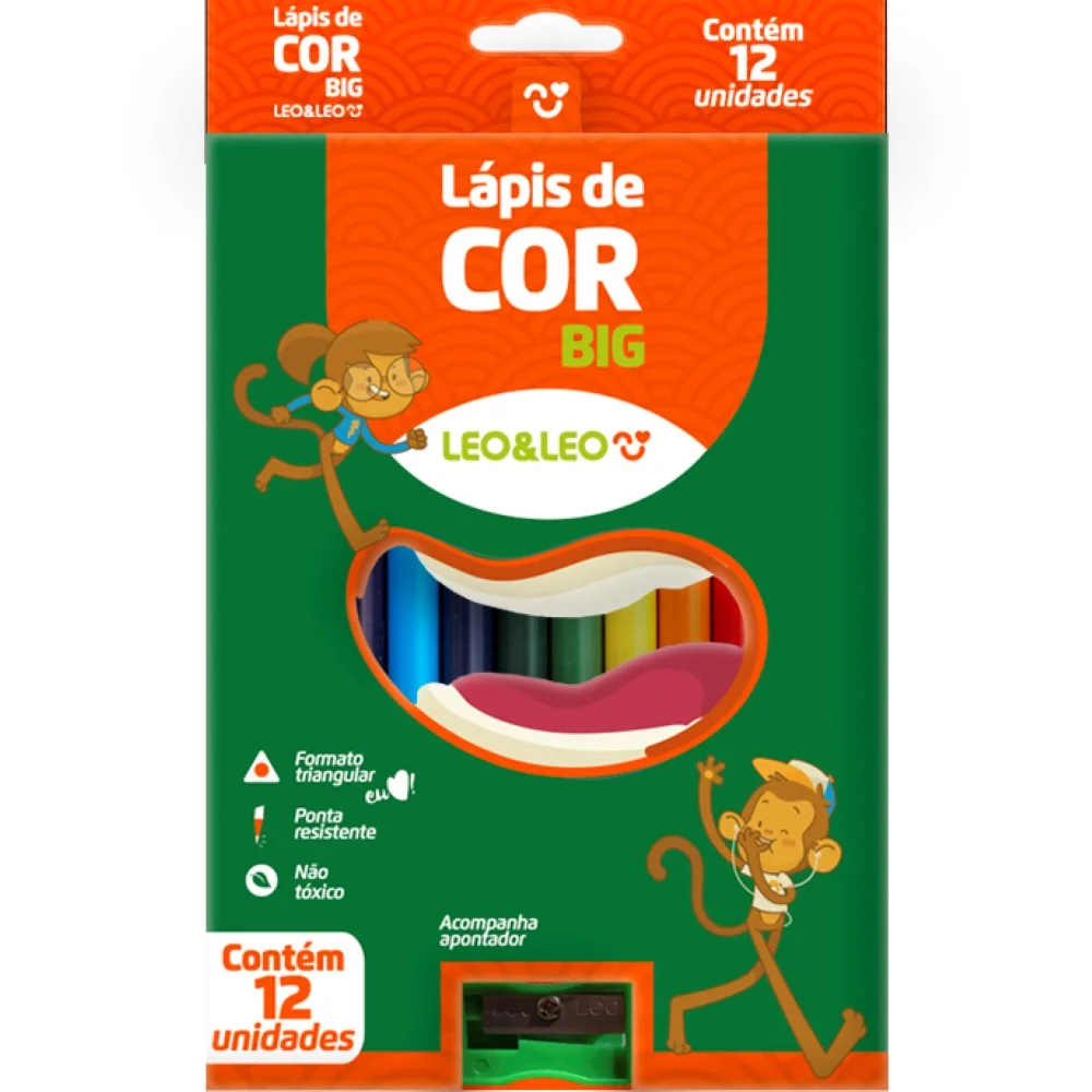 Lápis de Cor Jumbo Triangular 12 Cores LEO & LEO