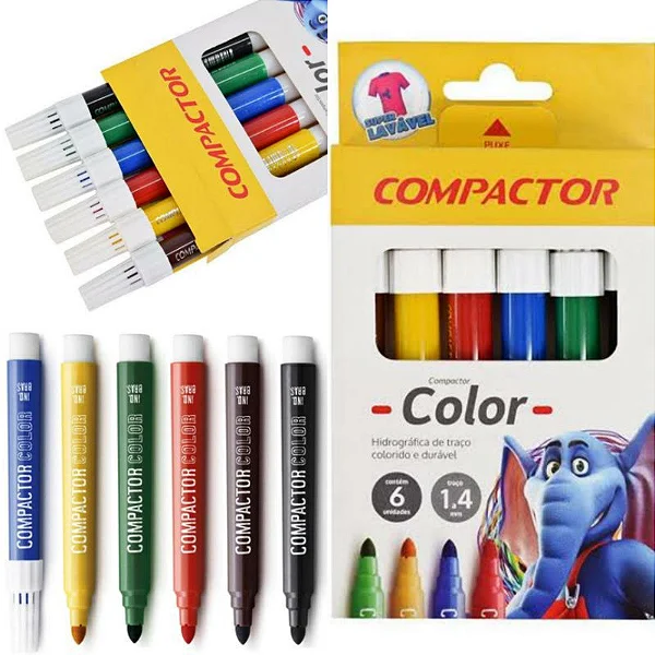 Caneta Hidrográfica Compactor Color 6 Cores