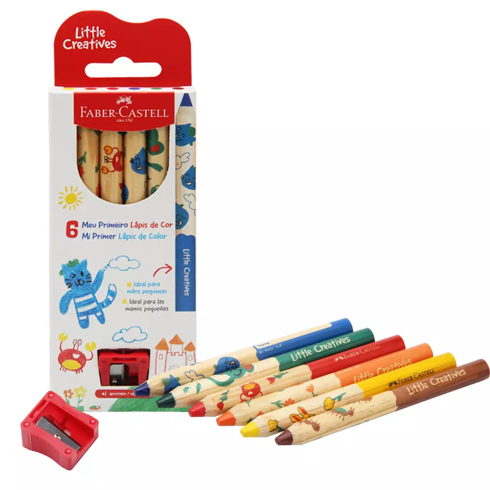 Lápis De Cor 6 Cores Little Creatives + Apontador FABER-CASTELL