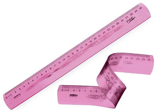 Régua Flexível Rosa 30cm WALEU