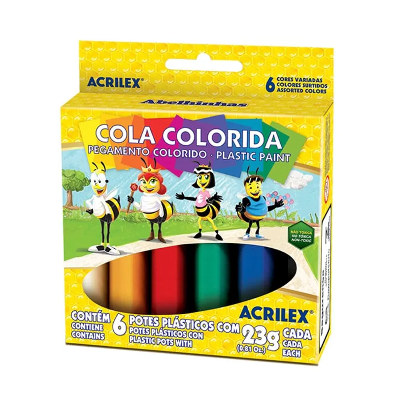 Cola Colorida 23g C/6 Unidades ACRILEX