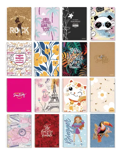 Caderno 1/4 Capa Dura Uau 48 e 96 Folhas PAUTA BRANCA