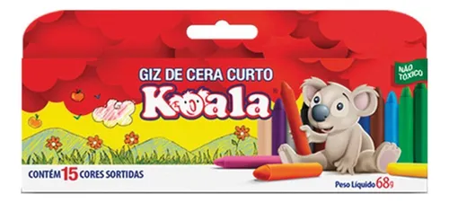 Giz de Cera Curto 15 Cores KOALA