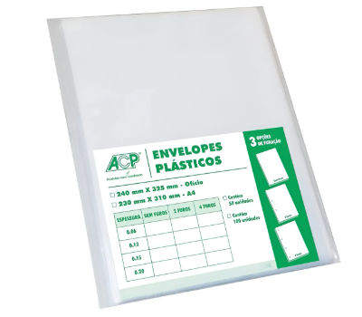 Envelope Plástico Tamanho A3 c/6 Furos ACP